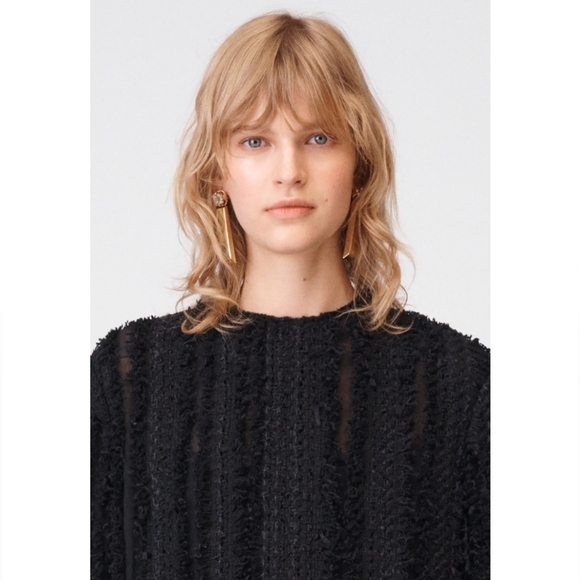 ZARA Limited Edition TEXTURED MINI DRESS Black Tweed Wool Viscose size M - Picture 7 of 16